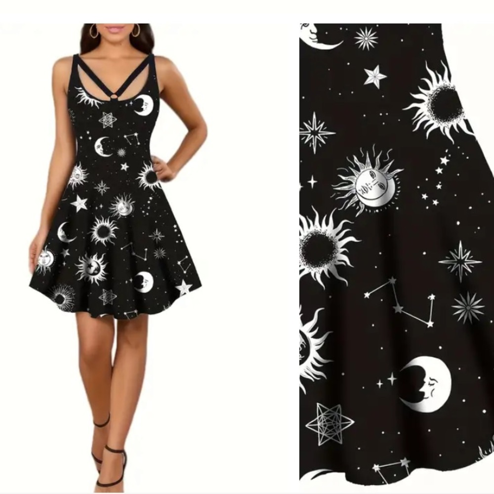 Sun & Moon Print Dress